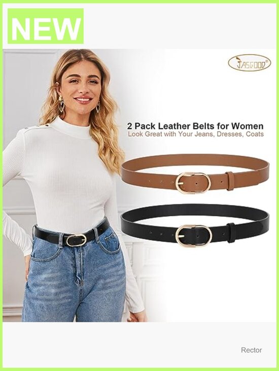 Fashion Leather Belt with Gold Buckle for Jeans main image 6